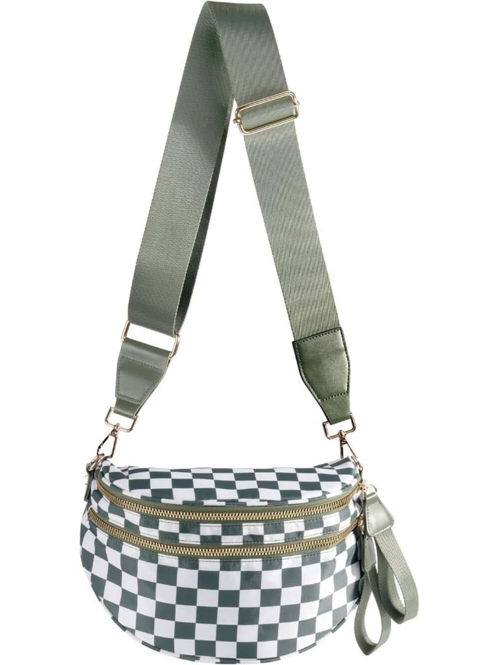Spacious Checkered Nylon Crossbody Bag Bum Bag Handbags Wallets for Women
